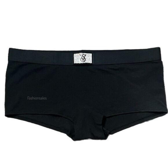 Victorias Secret Bling Rhinestone Logo on waist Shortie Mini Short Panty black - Picture 5 of 6